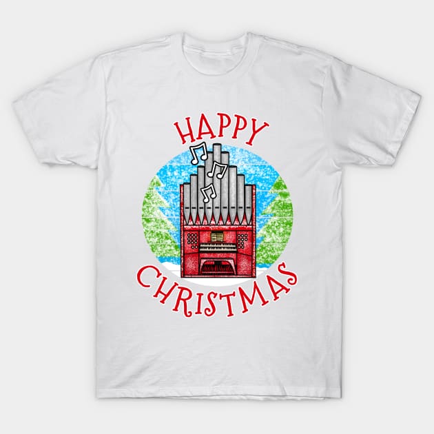 Christmas Organ Church Organist Musician Xmas 2022 T-Shirt by doodlerob